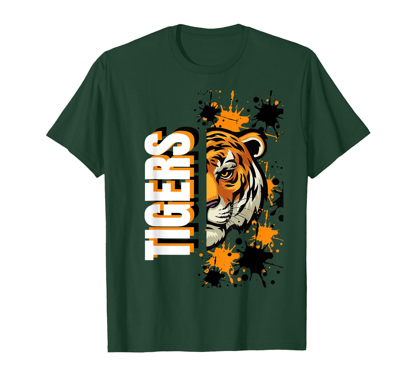 Tigers School Spirit Tiger Mascot Orange Black T-Shirt