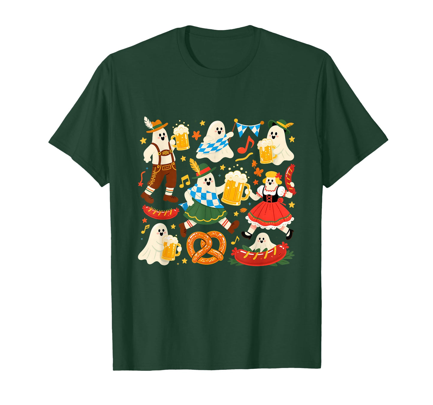Funny Ghost Oktoberfest Beer Pretzel Sausage T-Shirt