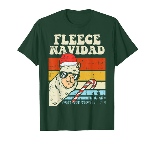 Santa Llama Fleece Navidad Alpaca Christmas Xmas T-Shirt