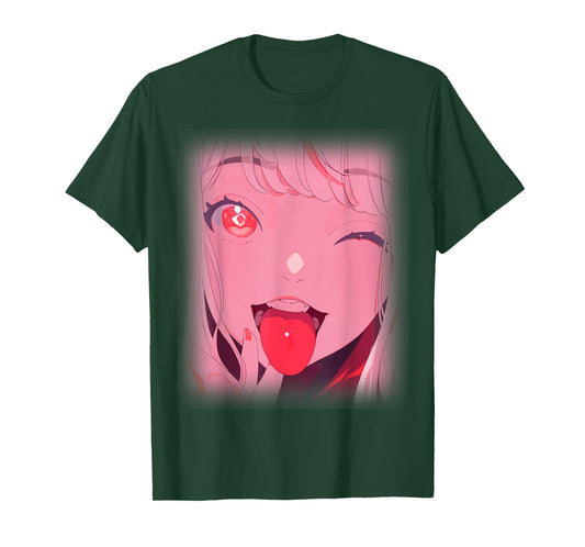 Anime Girl Tongue Out Waifu Japanese Aesthetic Kawaii Otaku T-Shirt