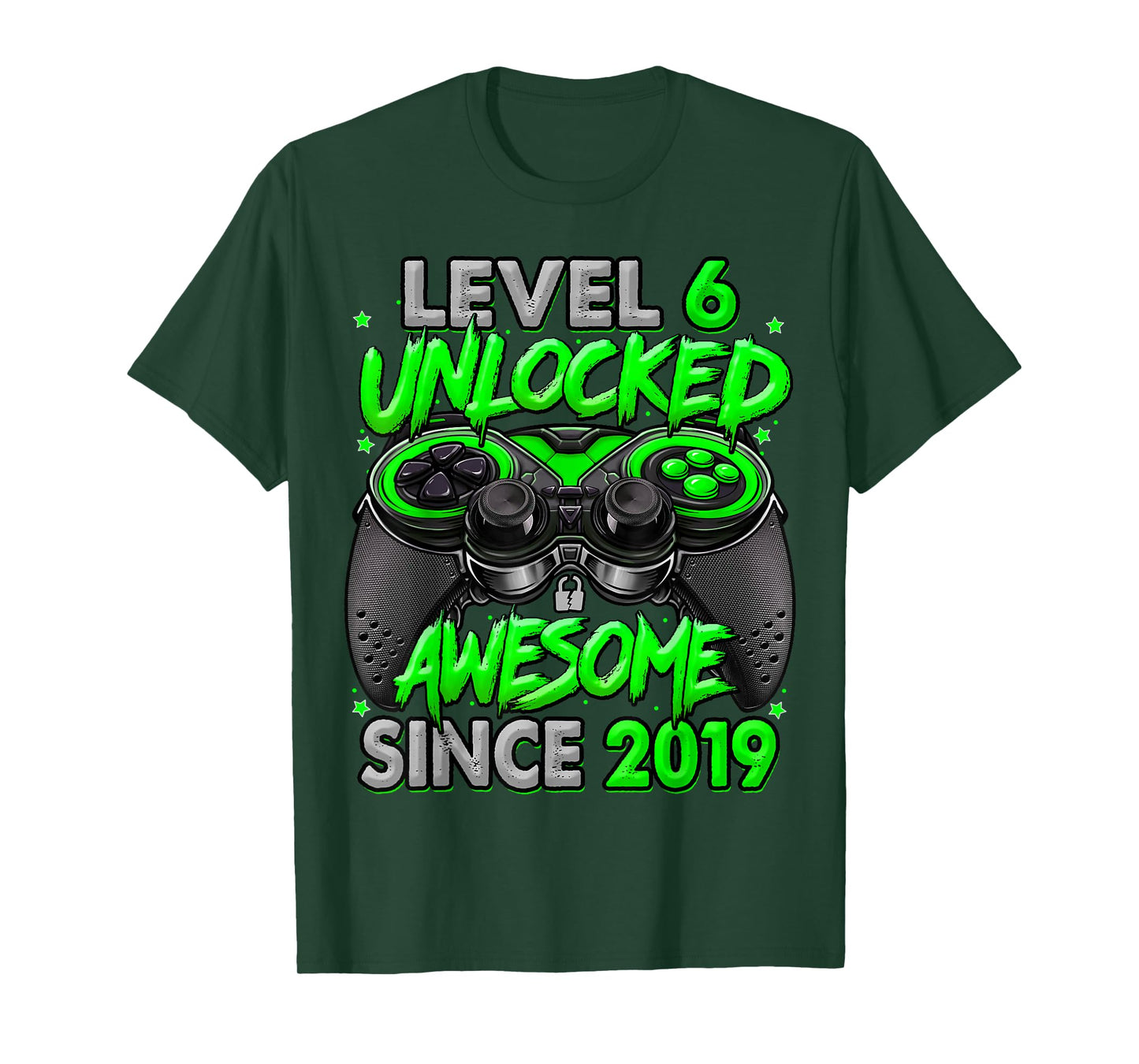 Level 6 Unlocked Awesome Since 2019 6th Birthday Gaming T-Shirt