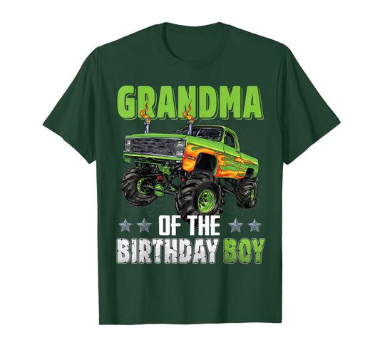 Grandma of Birthday Boy Monster Truck Car Family Matching T-Shirt