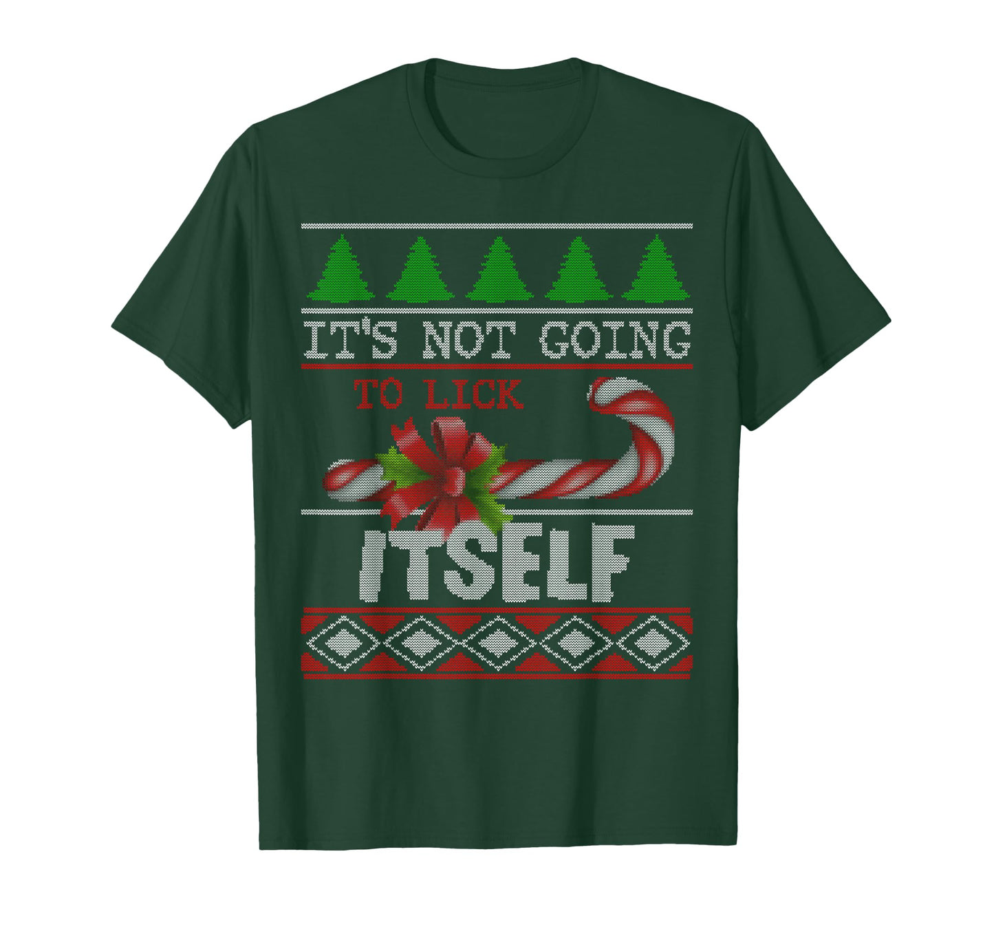 Funny Candy Cane Naughty Ugly Sweater Humor Christmas T-Shirt
