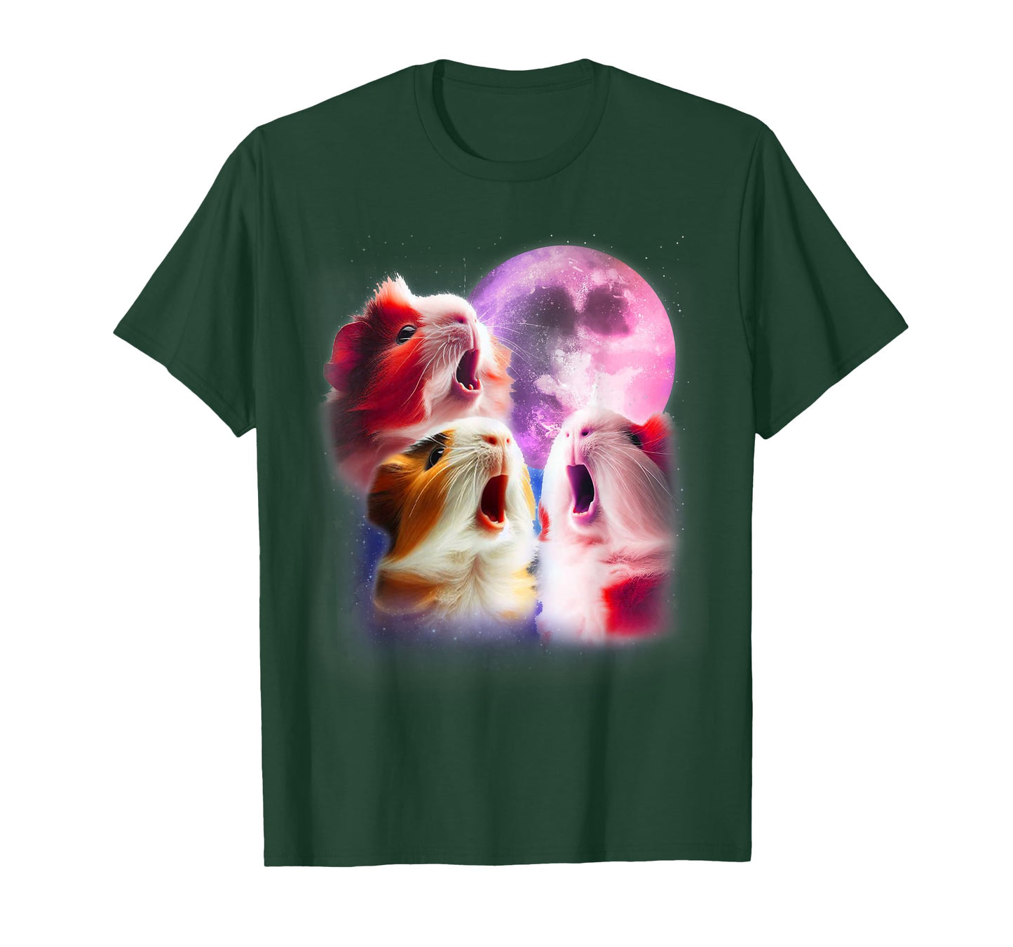 3 Guinea Pigs Howling At The Moon Funny Pet Guinea Pig Lover T-Shirt