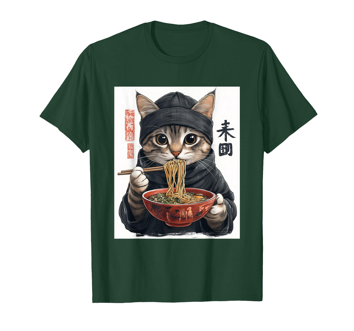 Anime Cat Ramen T-Shirt - Japanese Style Graphic Tee T-Shirt