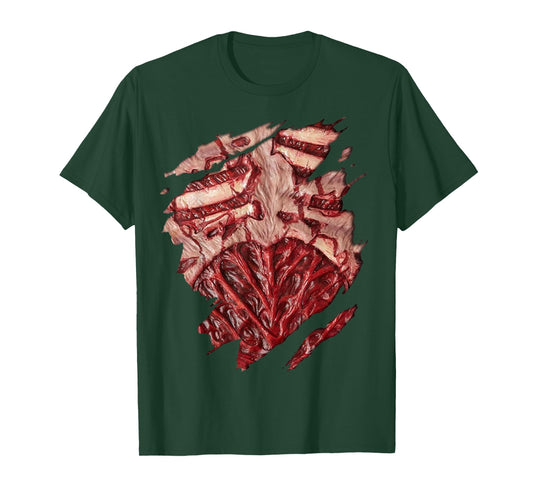 Zombie Chest Blood And Guts Halloween Costume T-Shirt