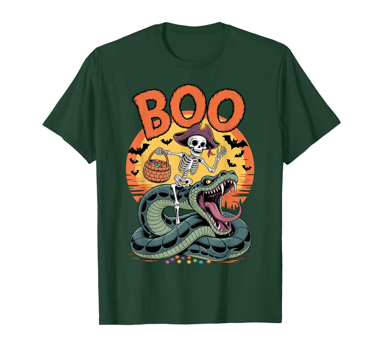 Spooky Snake Costume on Boo Anaconda Snake Halloween T-Shirt