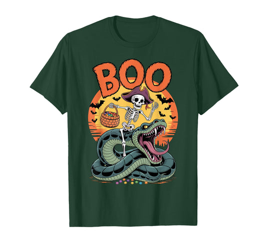 Spooky Snake Costume on Boo Anaconda Snake Halloween T-Shirt