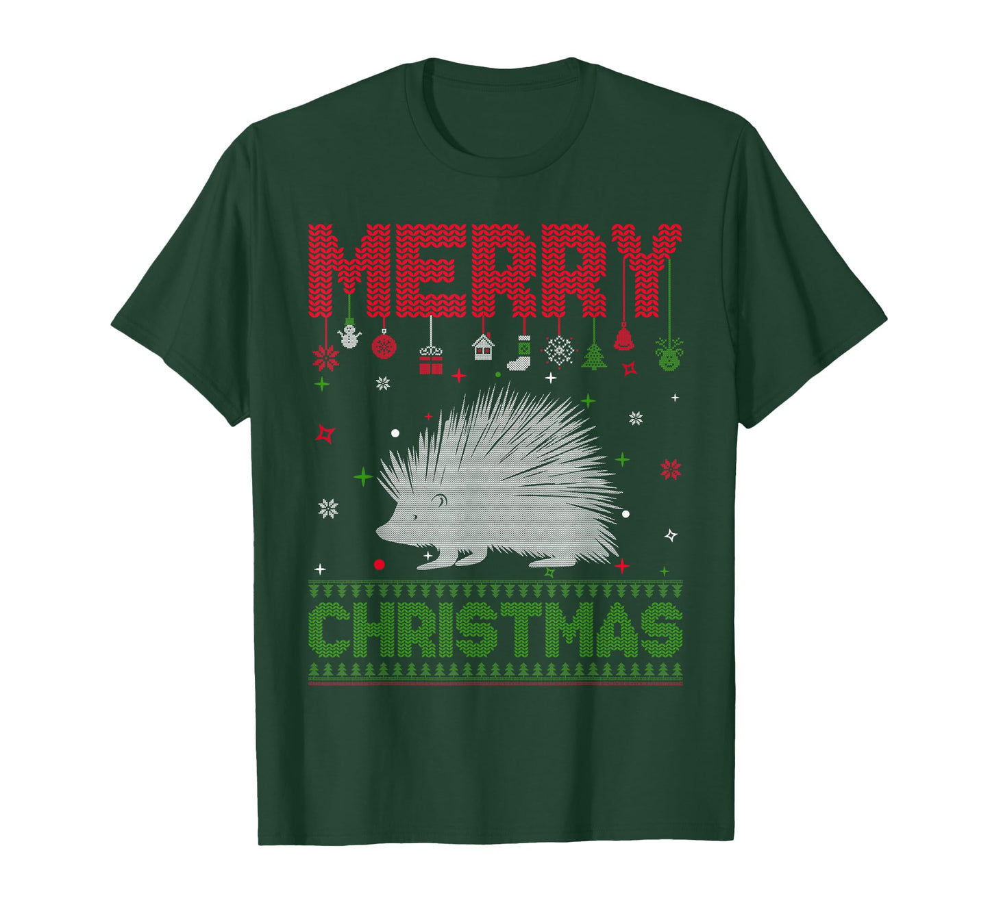 Ugly Holiday Sweater Christmas Funny Porcupine Graphic T-Shirt