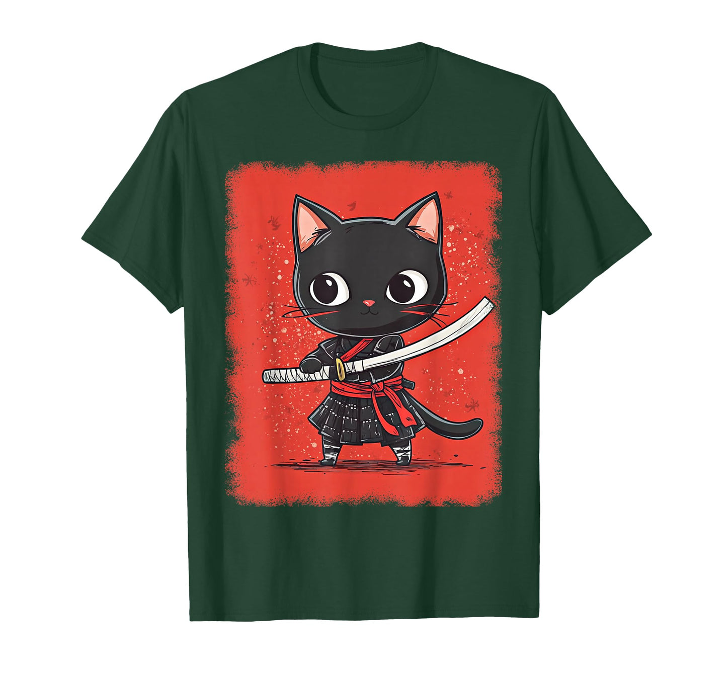 Japanese Samurai Kitten Kawaii Ninja Cat T-Shirt