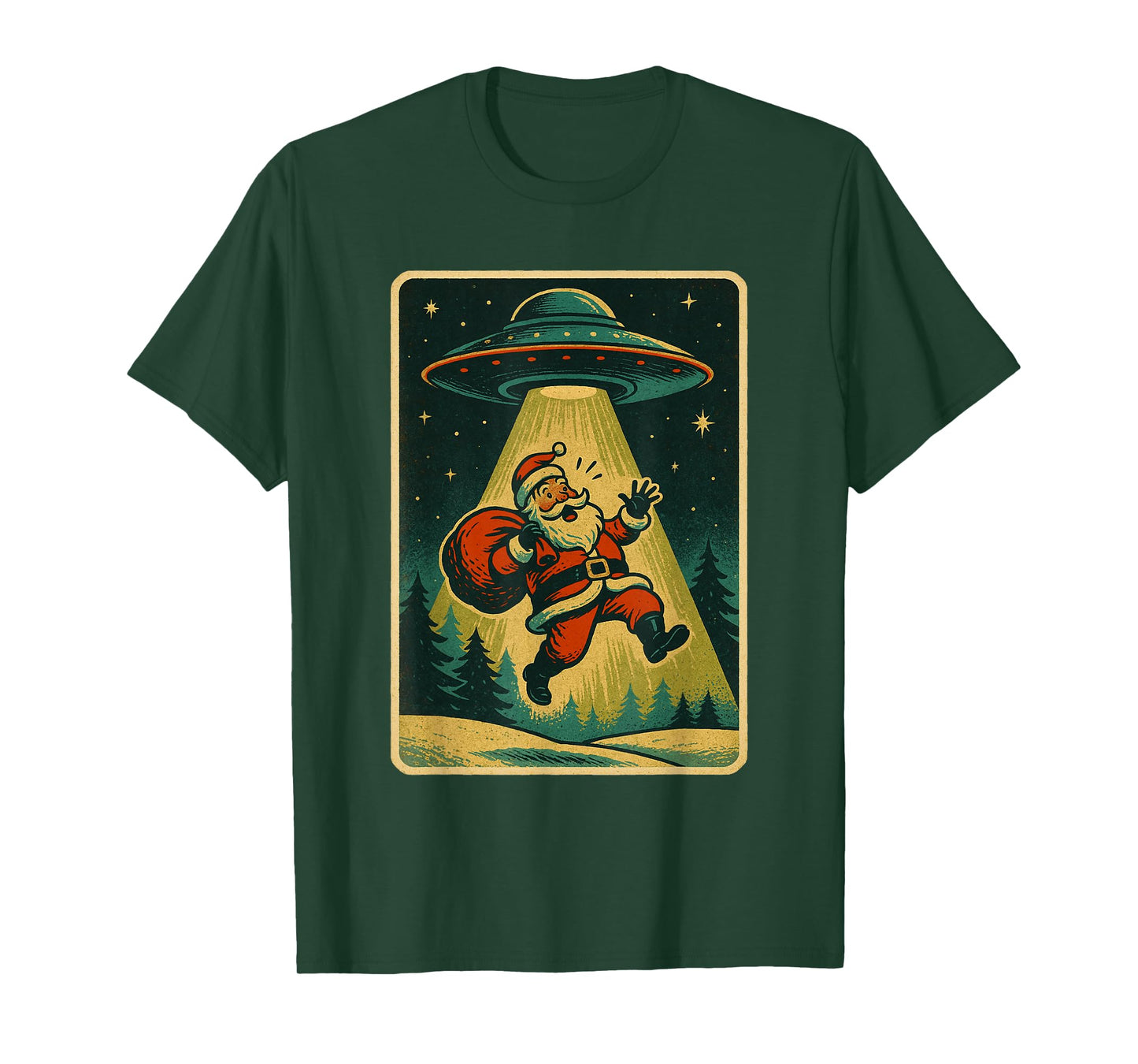 Alien Abduction Santa Christmas Men Women Kids Xmas T-Shirt