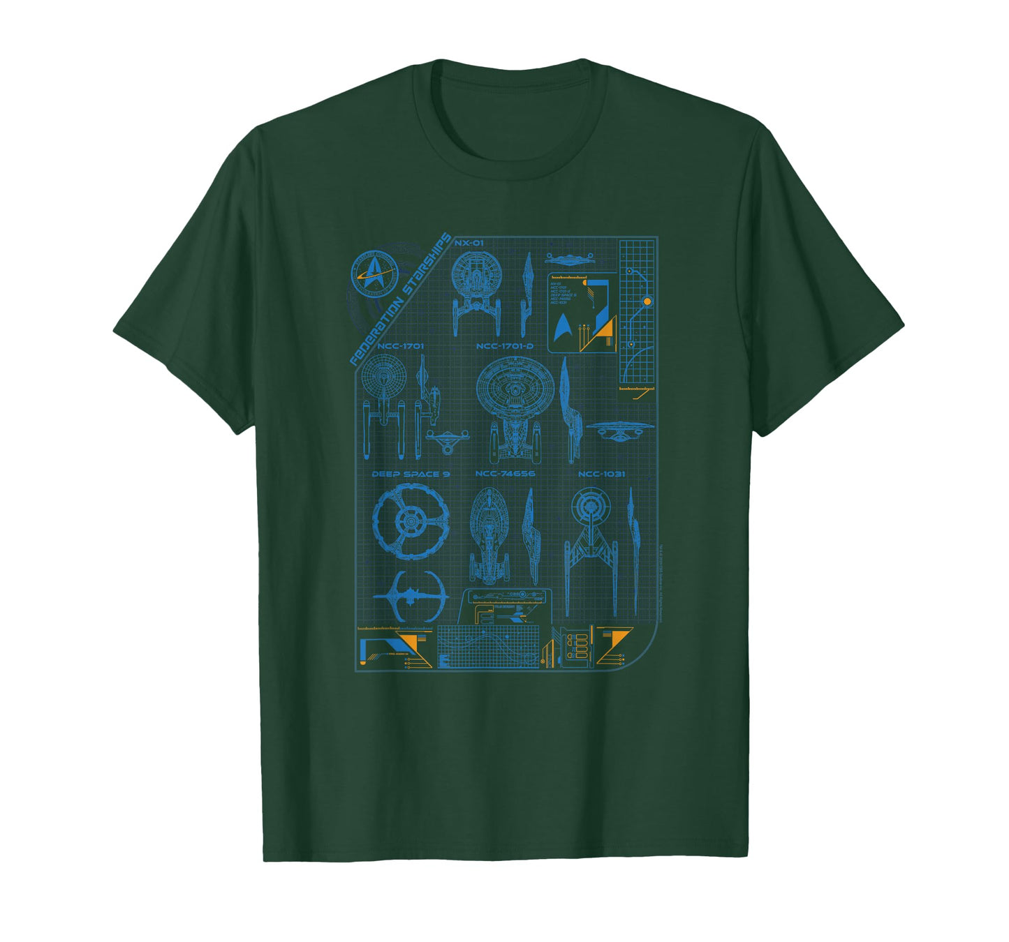 Star Trek Federation Starships Blueprints Group Shot Vintage T-Shirt