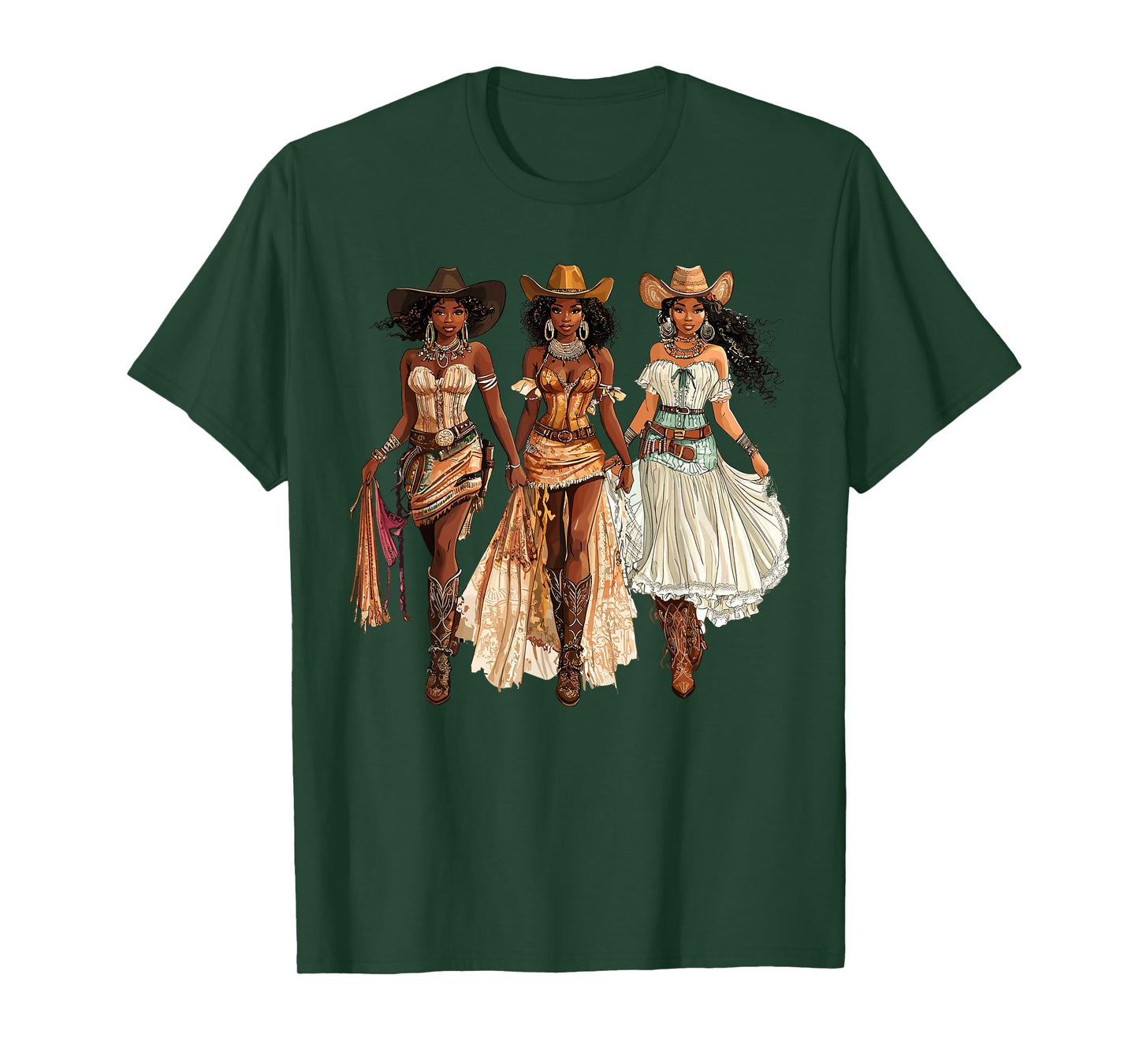 Black African American Cowgirl Western Country Texas Rodeo T-Shirt