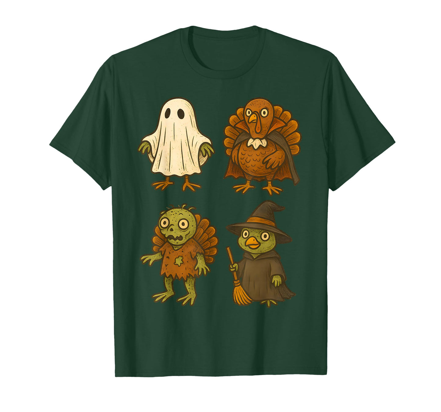 Turkey Ghost Witch Zombie Thanksgiving for Kids Boys Girls T-Shirt