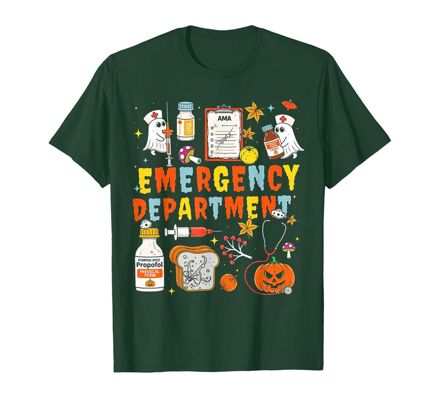 Spooky Emergency Department Funny Nurse Cute Ghost Halloween T-Shirt