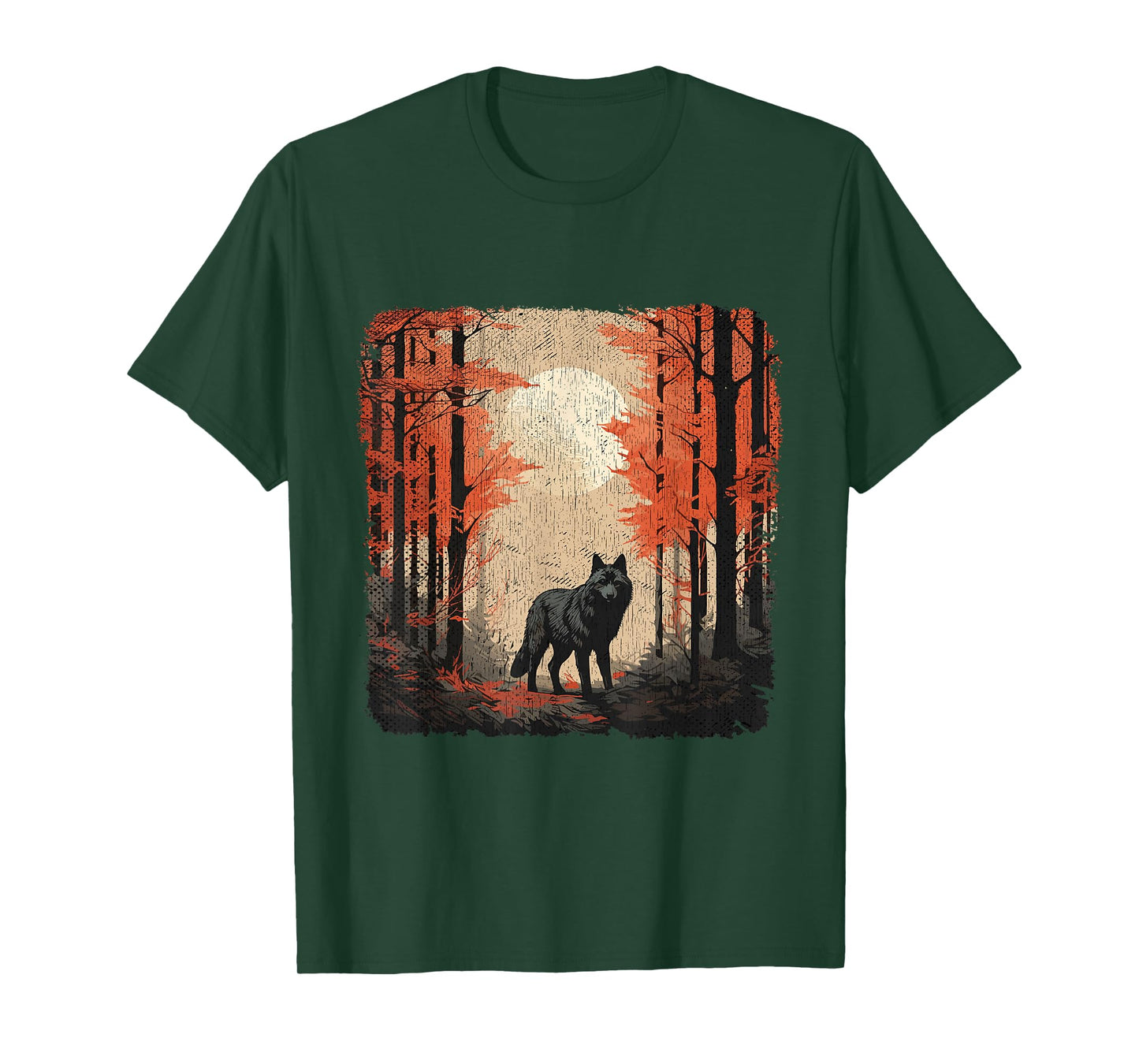 Nature Forest Women Landscape Men Children Full Moon Wolf T-Shirt