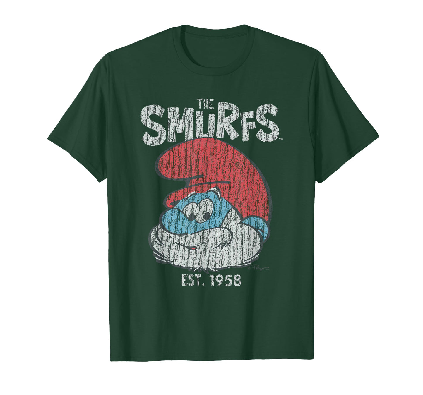 The Smurfs Vintage Papa Smurf Est. 1958 Retro Cartoon T-Shirt