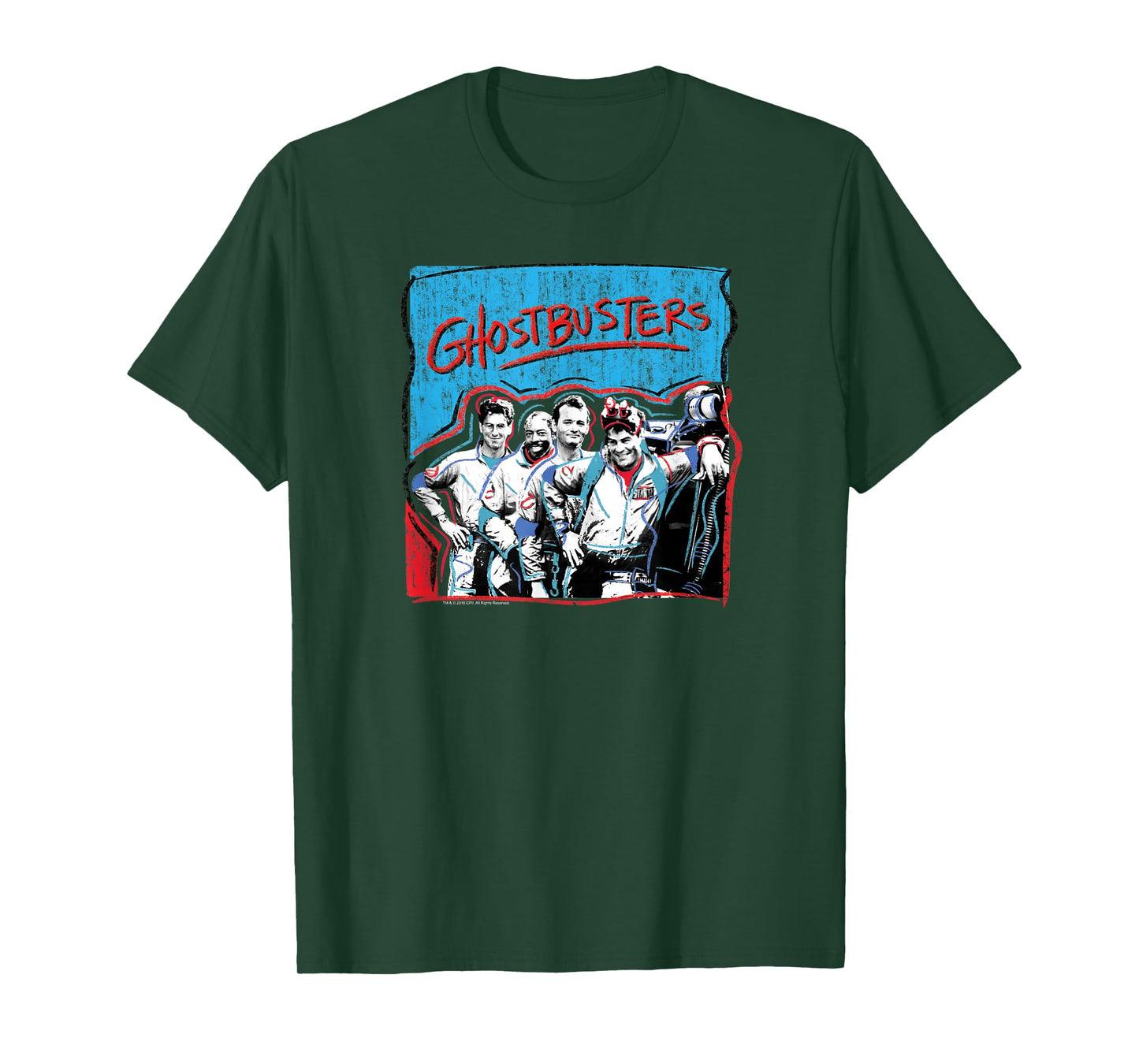 Ghostbusters Graffiti Blue & Red Cast Photo Retro Movie T-Shirt