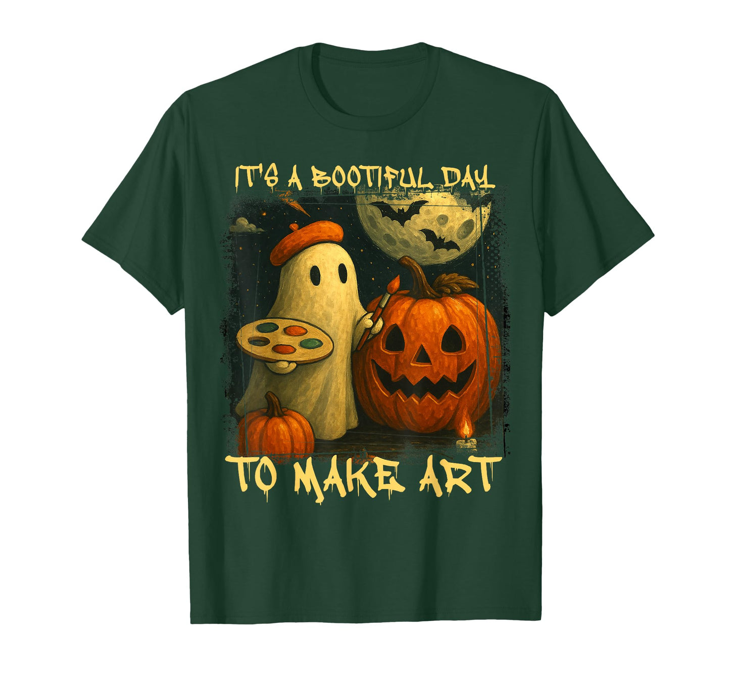 Groovy It's A Bootiful Day to Make Art Halloween Art Teacher T-Shirt