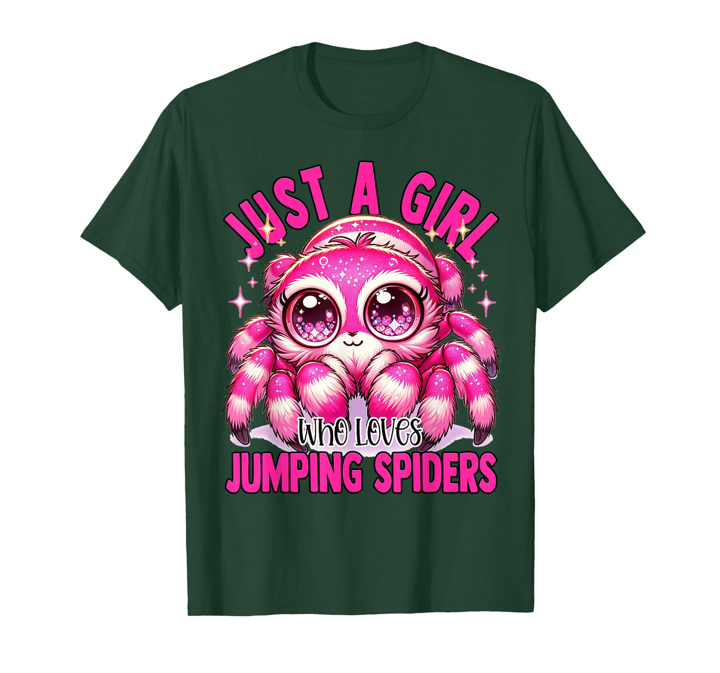 Just a Girl Who Loves Jumping Spiders Kids Pink Salticidae T-Shirt