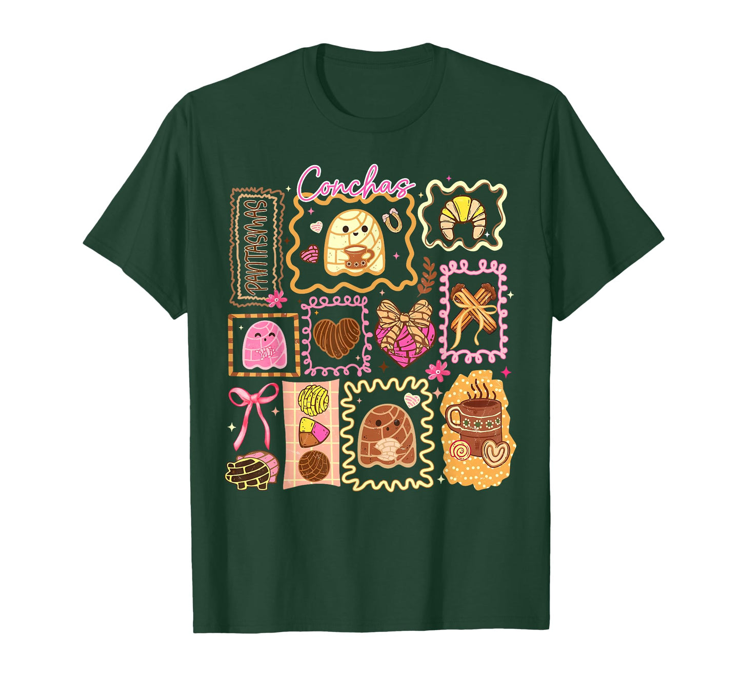 Spooky Conchas Ghost Halloween Mexican Pan Dulce Girly Bow T-Shirt
