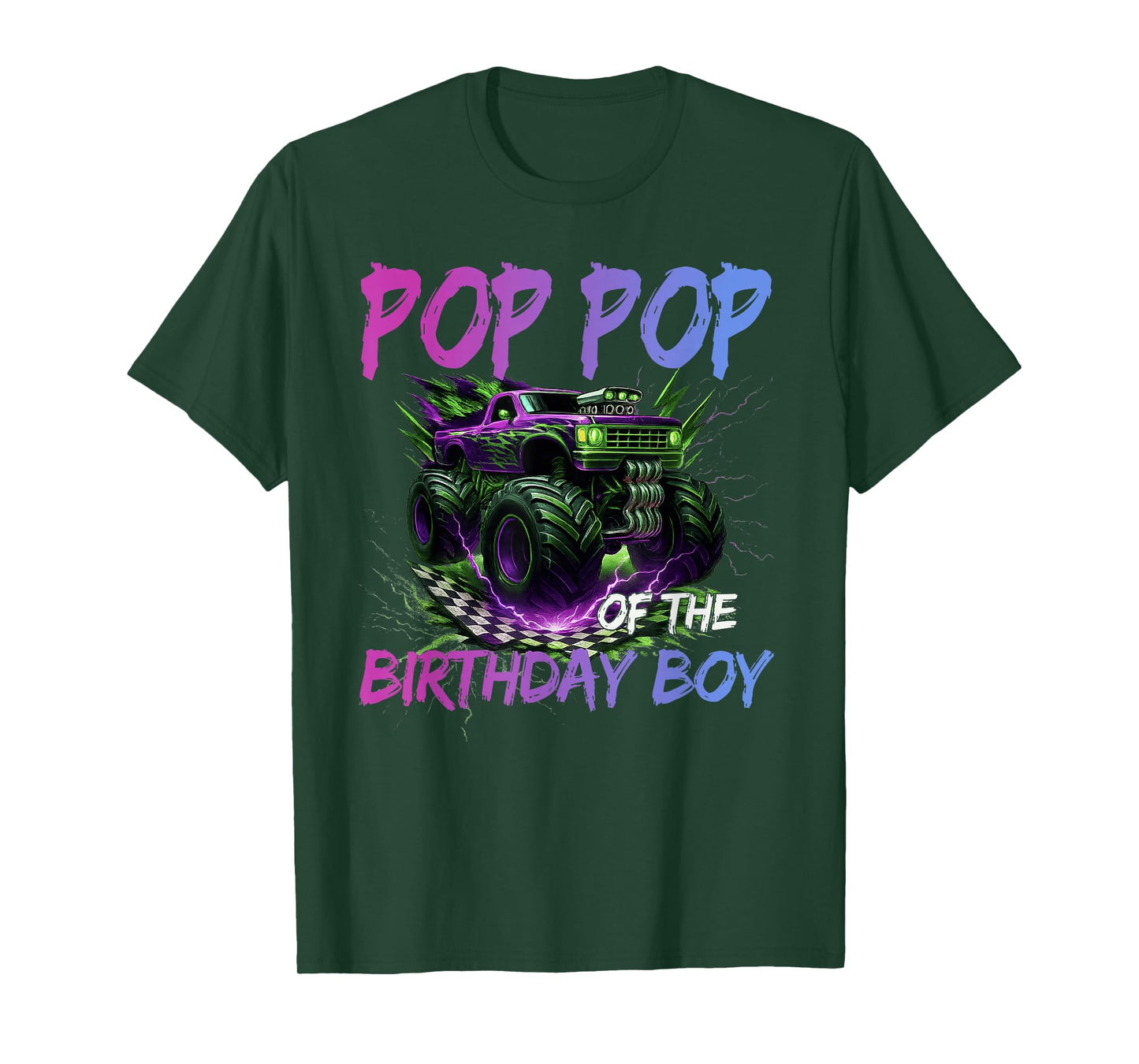 Pop Pop of The Birthday Boy Monster Truck Birthday T-Shirt