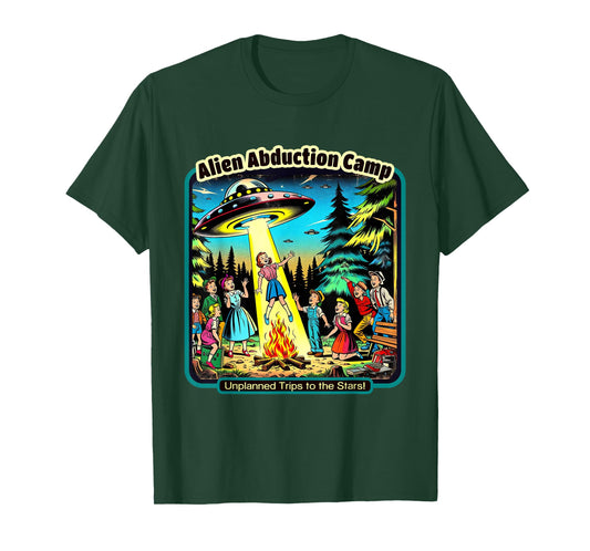 Funny Vintage Alien Abduction Camp UFO Alien T-Shirt