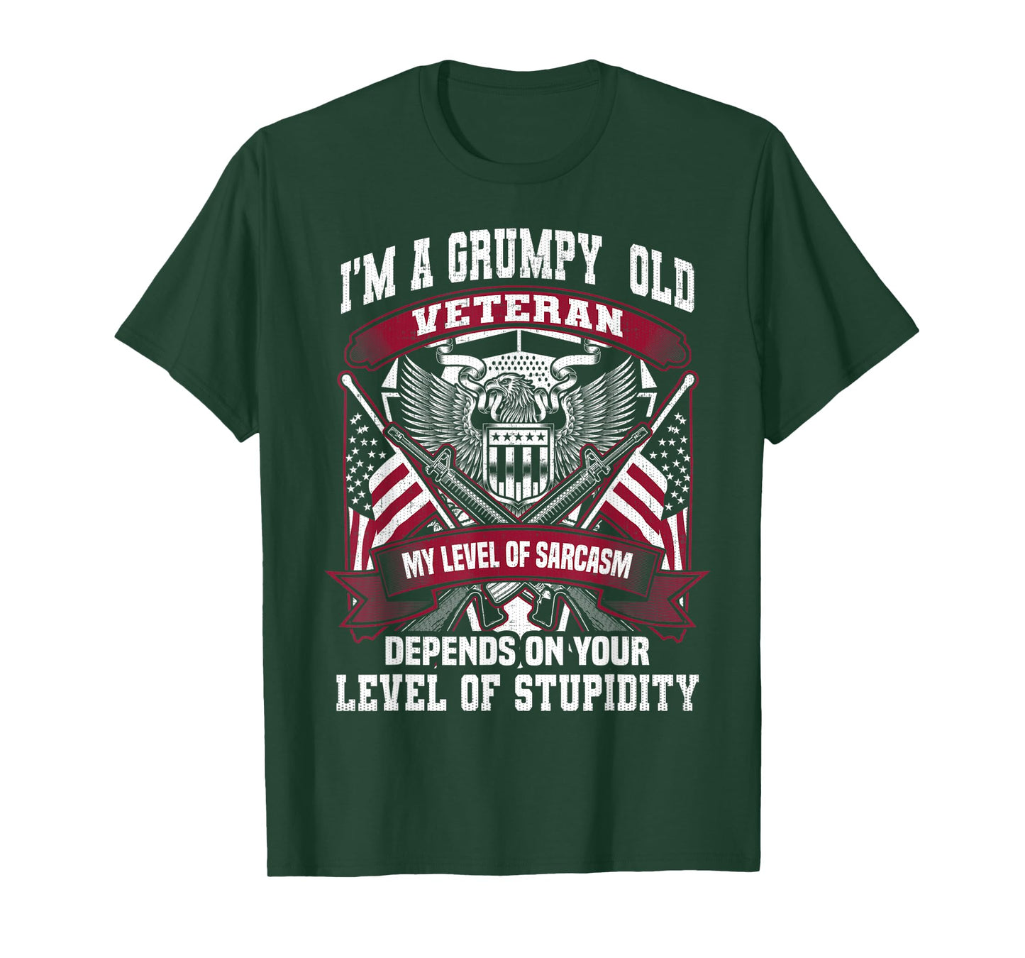 I'm A Grumpy Old Veteran My Sarcasm Level Your Stupidity T-Shirt