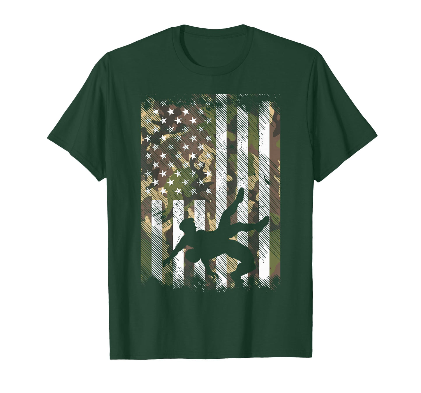 Wrestling Camo US Flag Wrestler Patriot Men Boys Kids Women T-Shirt