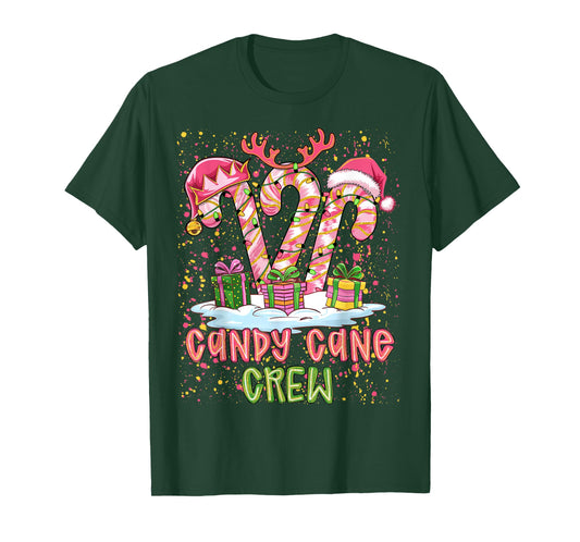 Candy Cane Crew Pink Coquette Preppy Color Xmas PJ Santa Hat T-Shirt