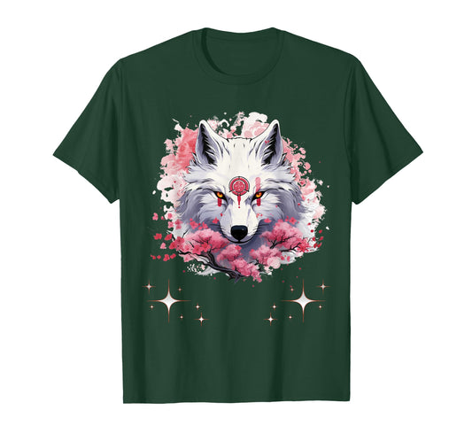 Okami Wolf Japanese Anime Kawaii Blossom Cherry Flower T-Shirt