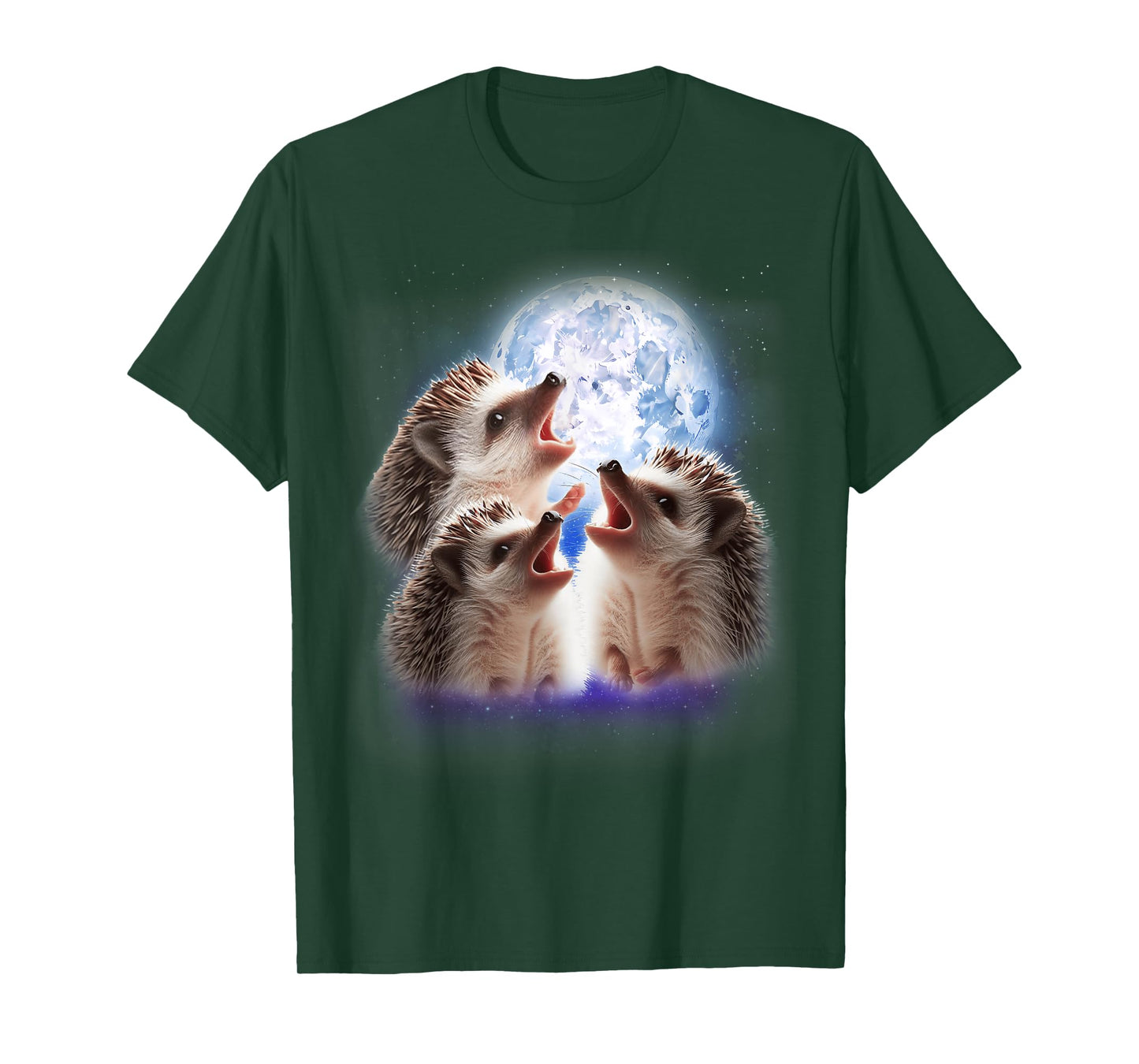 3 Hedgehogs Howling At The Moon Funny Hedgehog Animal Lover T-Shirt