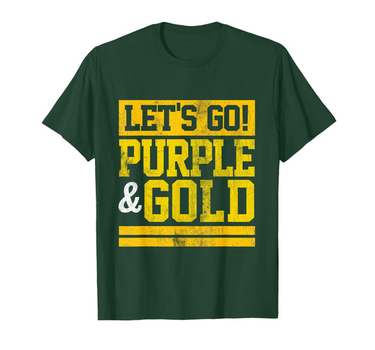 Let's Go Purple & Gold Team Favorite Colors Vintage Game Day T-Shirt