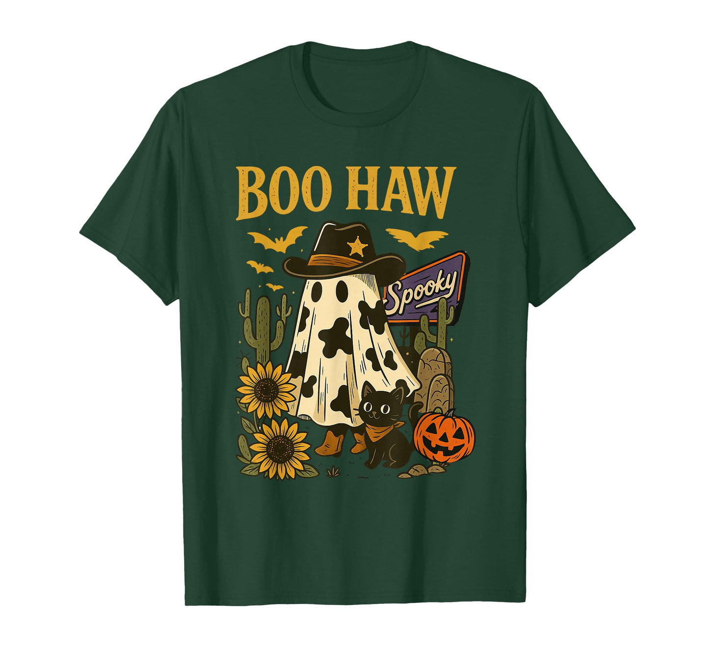 Boo Haw Funny Cowboy Ghost Western Spooky Halloween T-Shirt