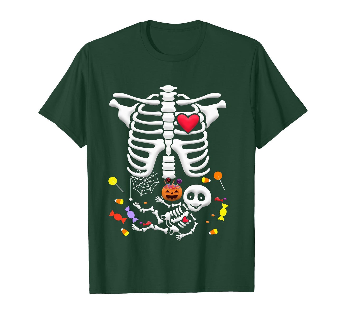 Candy Pumpkin Baby Skeleton Pregnancy Halloween Shirt