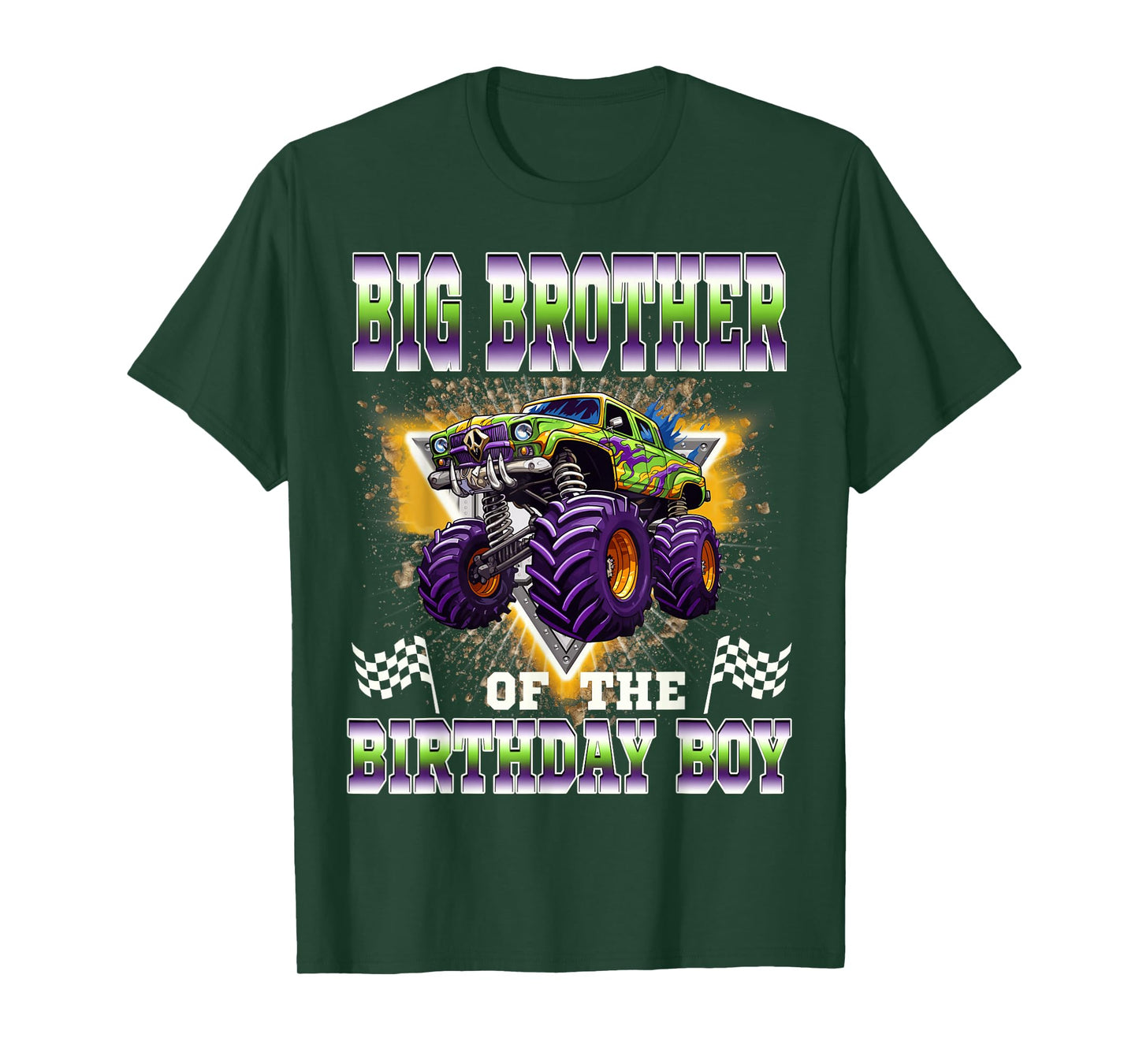 Big Brother of The Birthday Boy Monster Truck Birthday T-Shirt