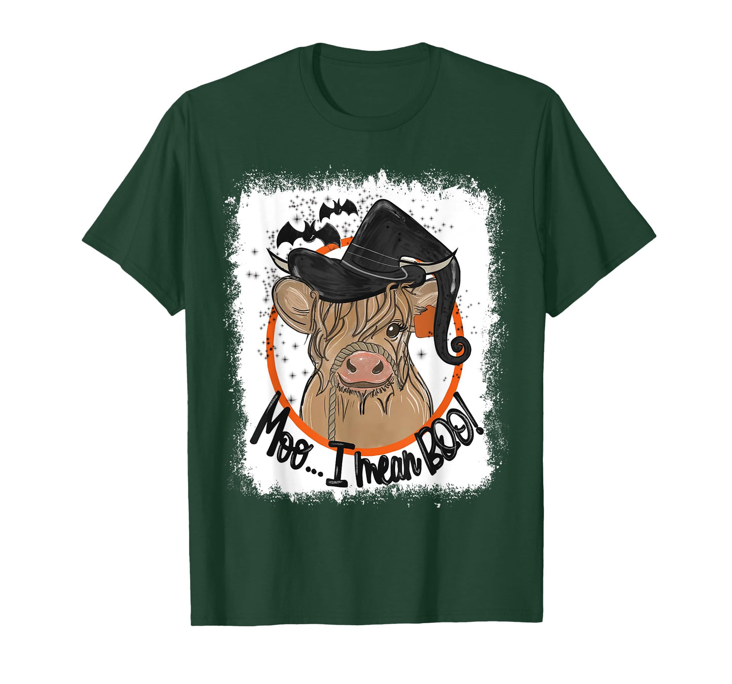 Moo I Mean Boo Ghost Witch Cow Bleached Funny Halloween T-Shirt