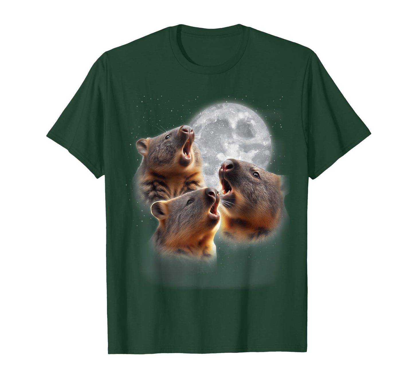 3 Wombats Howling At The Moon Funny Australian Wombat Lover T-Shirt