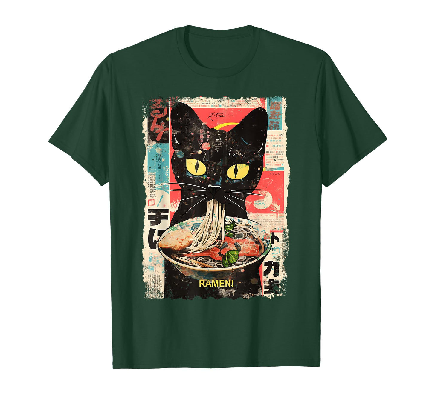 Ramen Noodles Cat Japan Y2K Kawaii Retro Cats Manga Anime T-Shirt