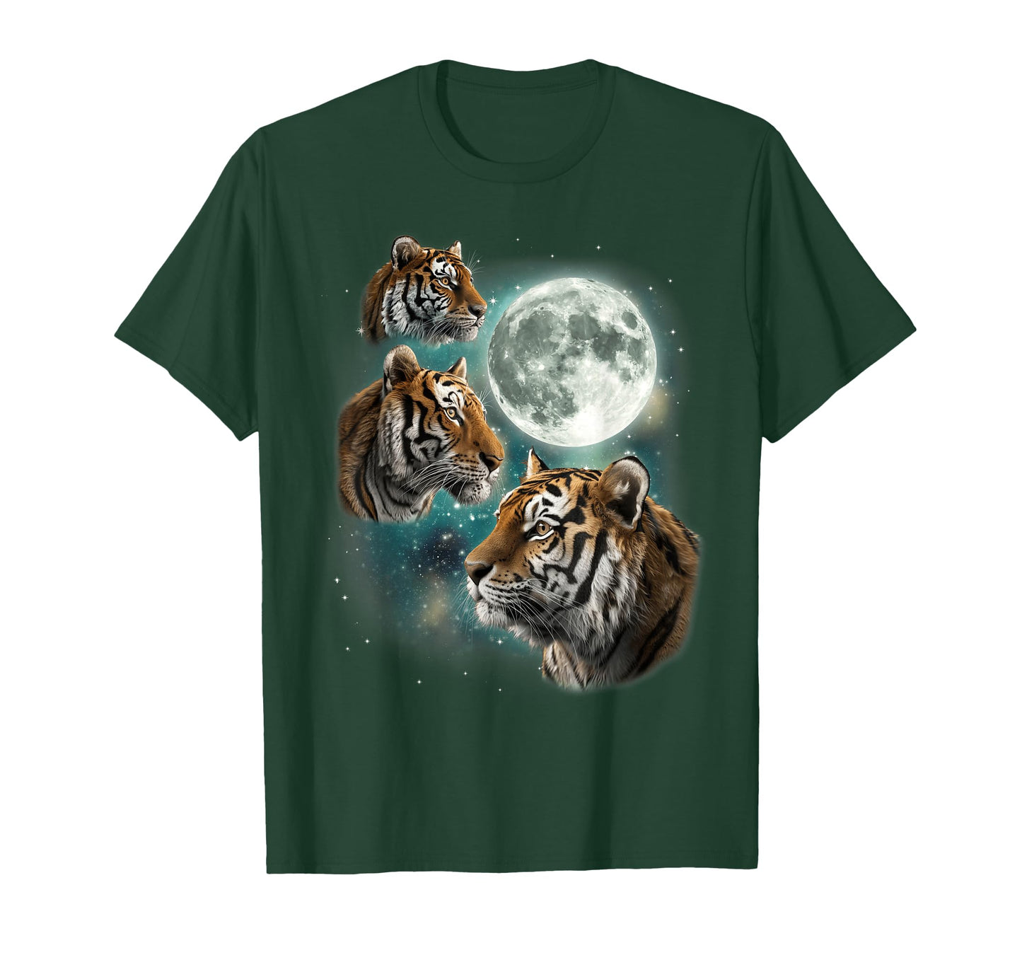 Three Tiger Moon | 3 Large Bengal Tigers Howling At The Moon T-Shirt