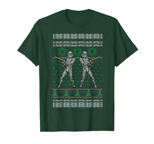 Star Wars Troopers Candy Cane Christmas Graphic T-Shirt T-Shirt