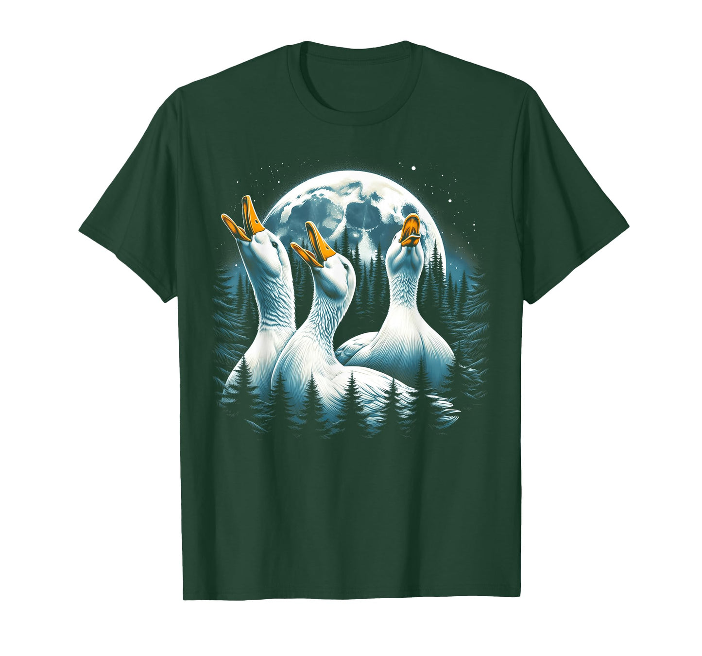 3 Ducks Howling At The Moon Wolf Animal T-Shirt
