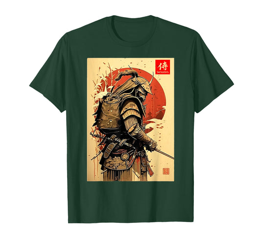 Japanese retro Art Samurai Vintage japanese Bushido Fighter T-Shirt