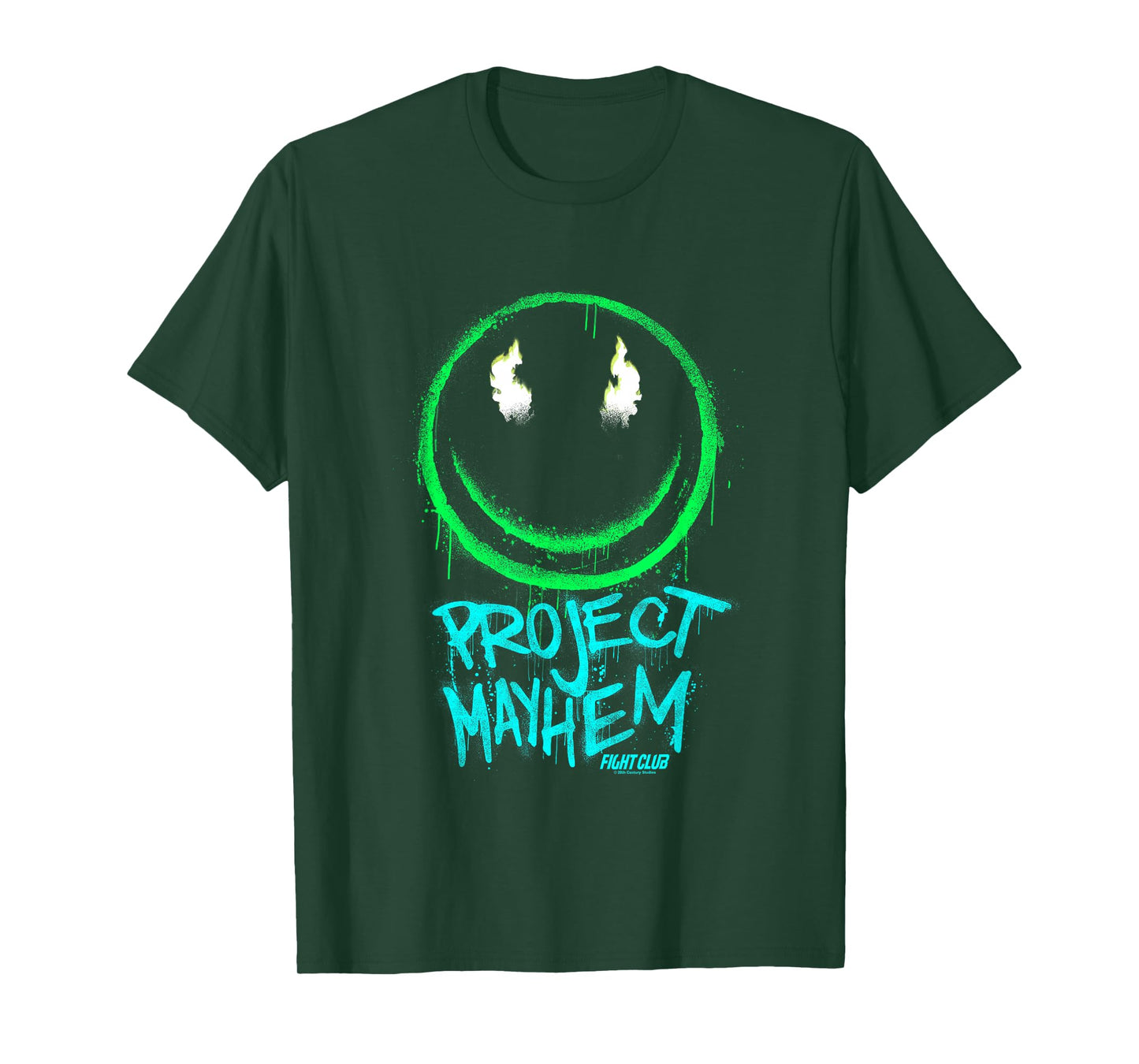 Fight Club Project Mayhem Smiley Face Spray Paint Neon Logo T-Shirt