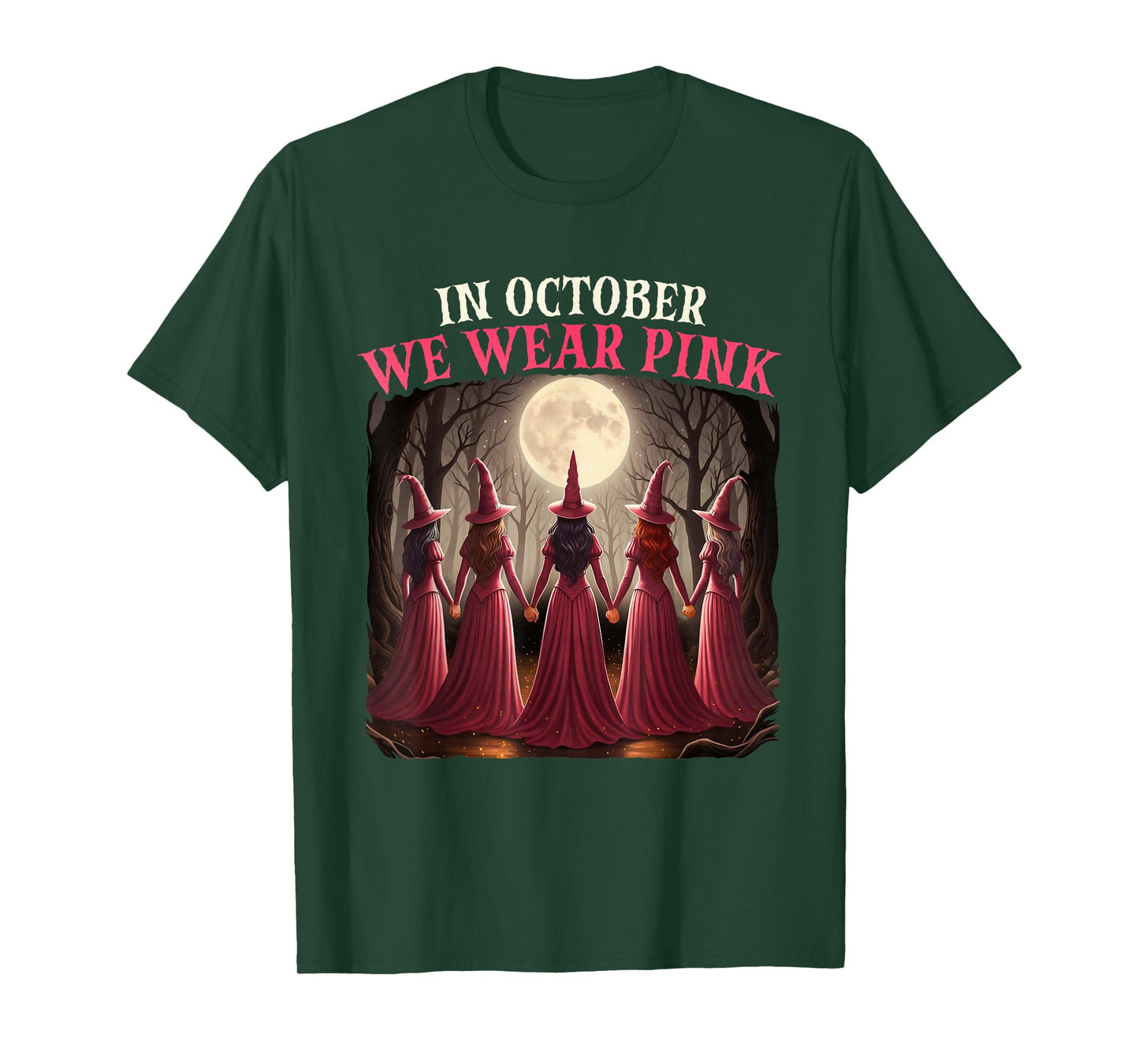in October We Wear Pink - Halloween Breast Cancer Awerness T-Shirt