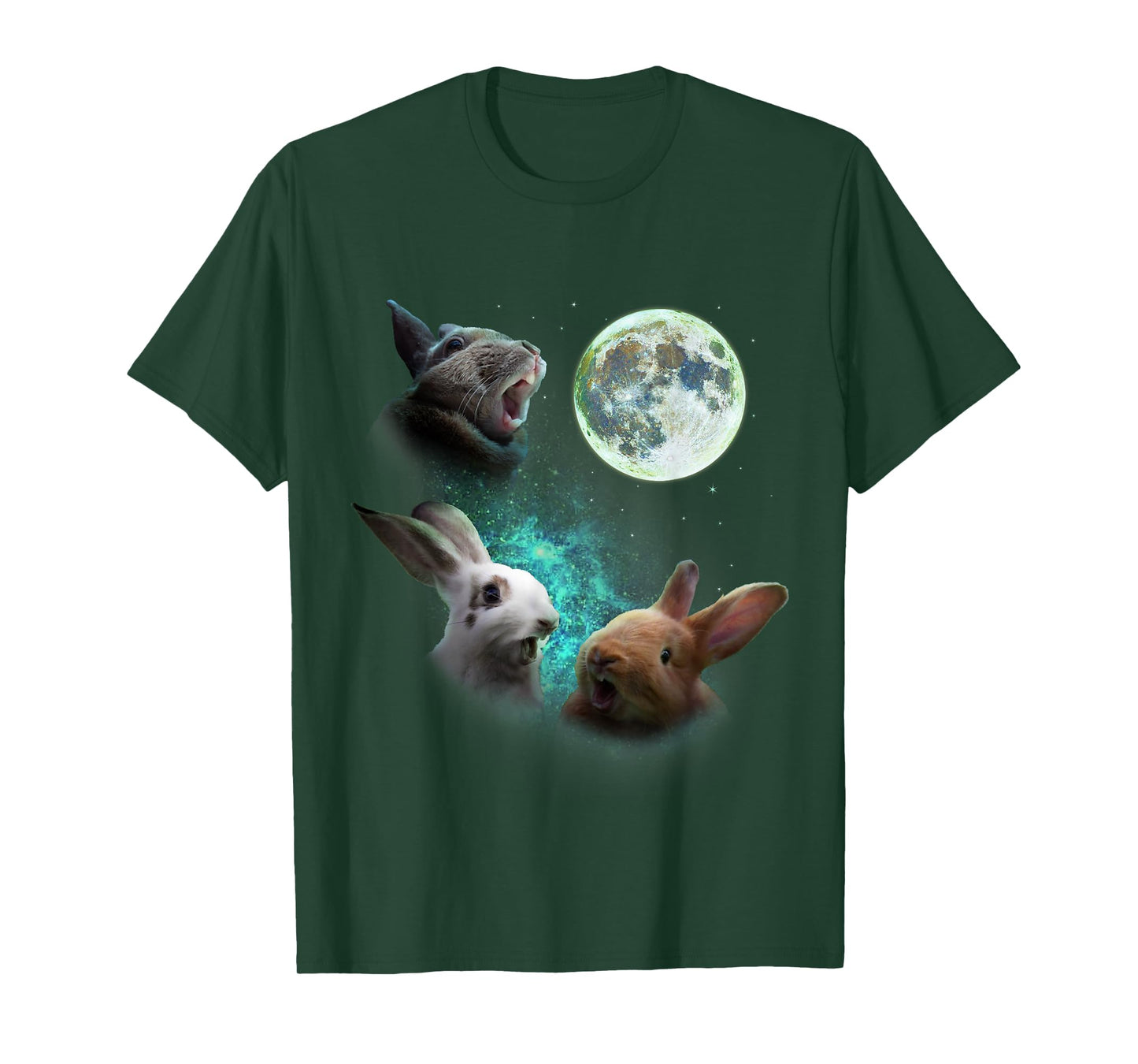 Three Bunny Rabbits Howl At Moon 3 Wolf Wolves Parody T-Shirt