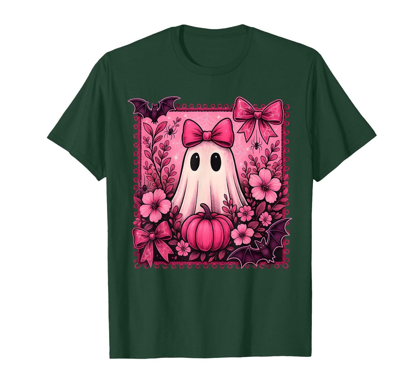 Halloween Coquette Bow Cute Ghost Floral Girl Women Kid T-Shirt