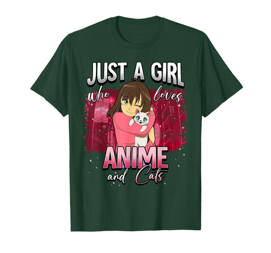 Just A Girl Who Loves Anime And Cats T-Shirt