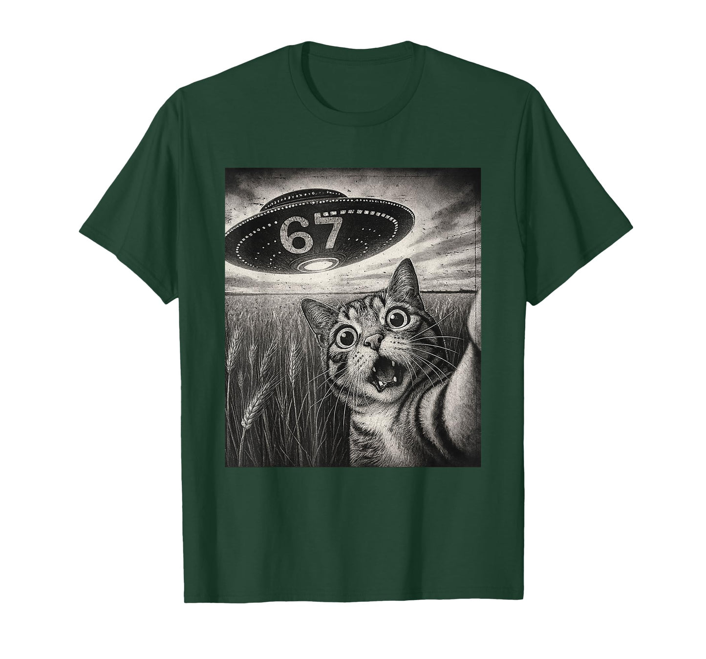 67 Meme Cat Selfie UFO T-Shirt