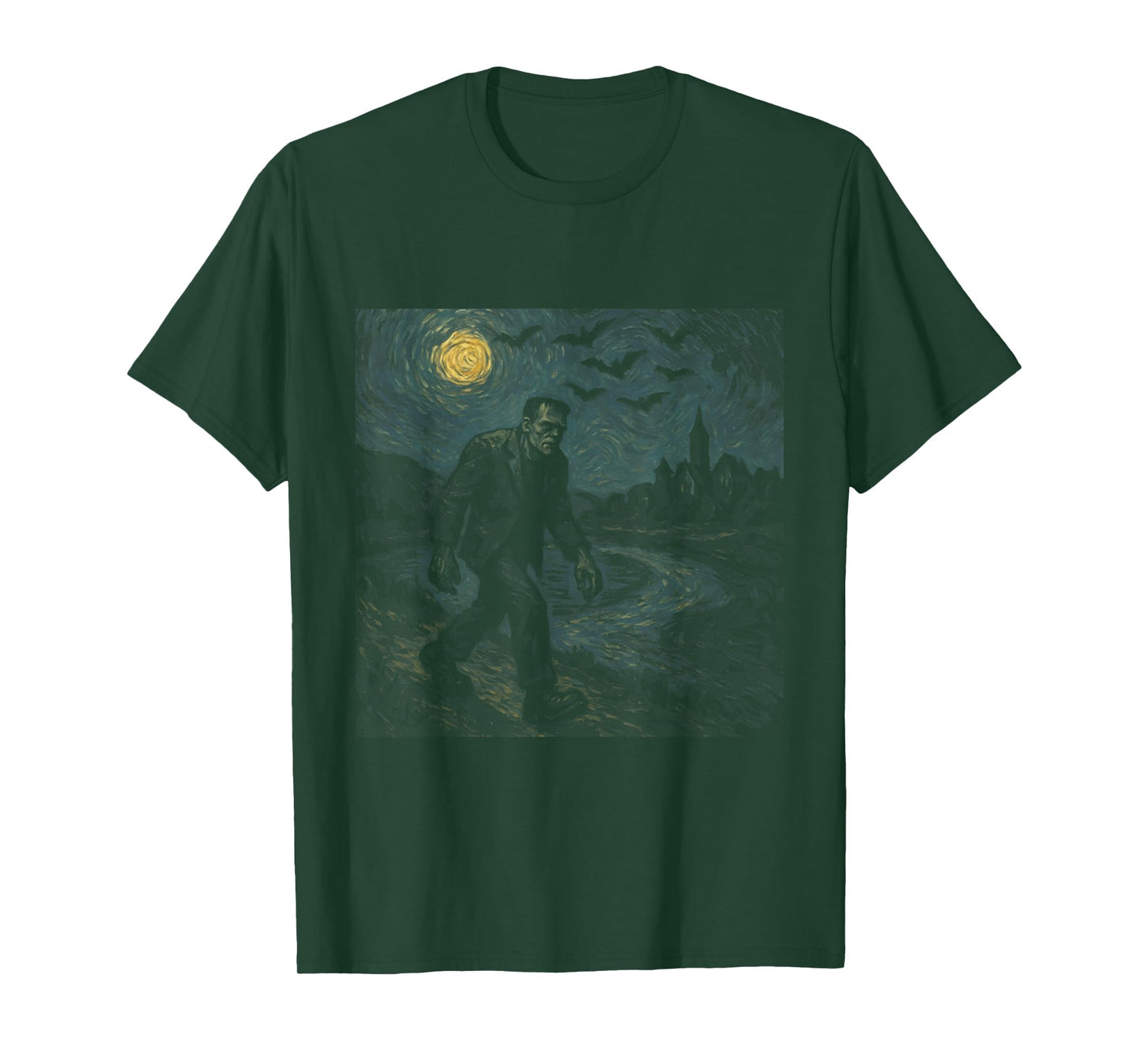 Frankenstein Starry Night - Funny Van Gogh Halloween T-Shirt